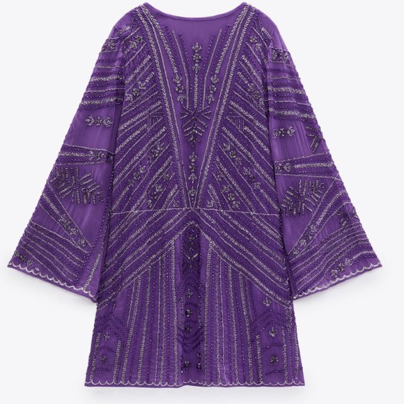 Zara Dresses Zara Beaded Tunic Dress In Purple Poshmark